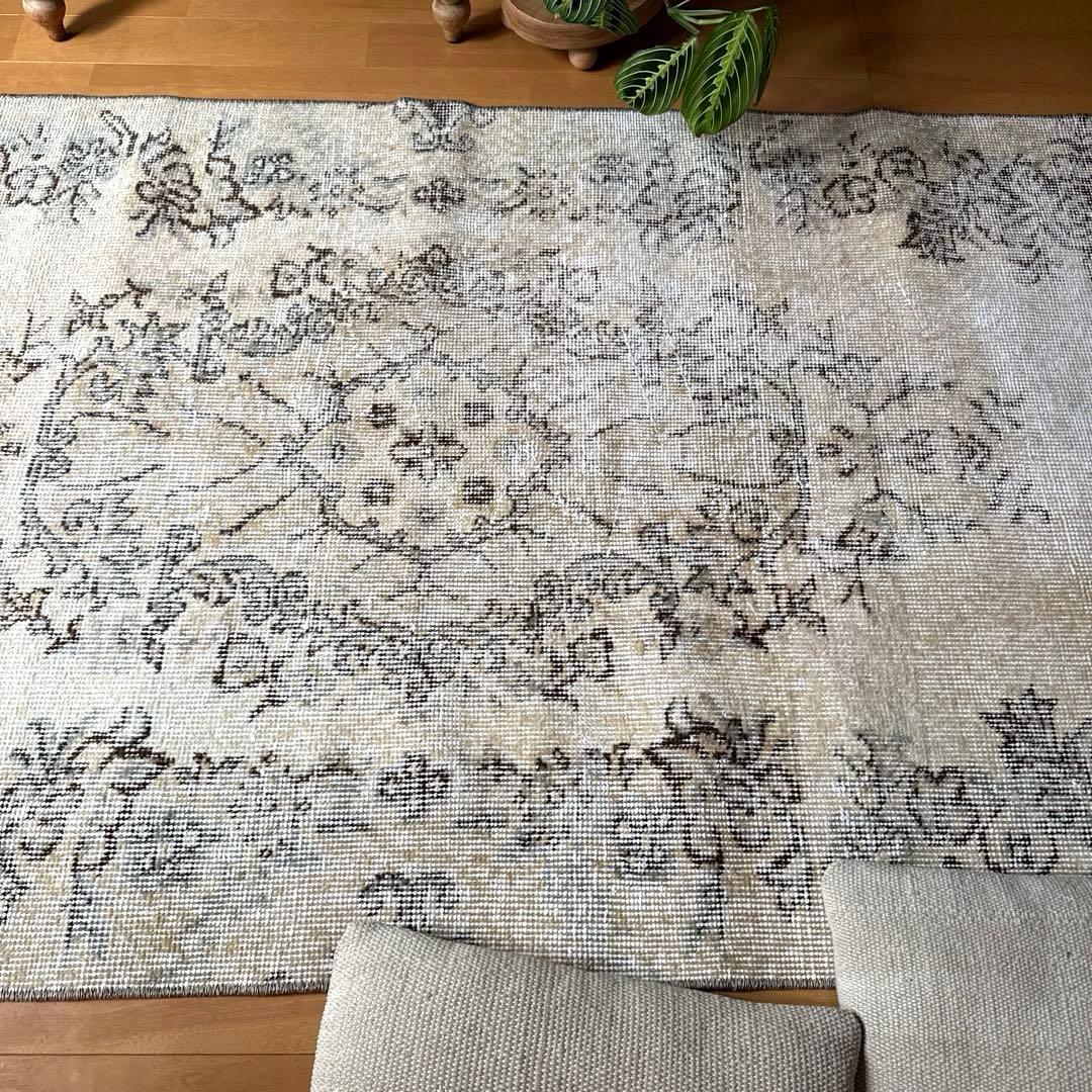 88×211 ナチュラルカラー　ブラウン　メダリオン　トルコヴィンテージラグ