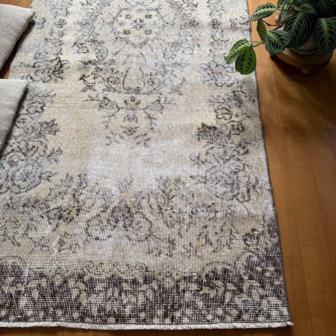 88×211 ナチュラルカラー　ブラウン　メダリオン　トルコヴィンテージラグ