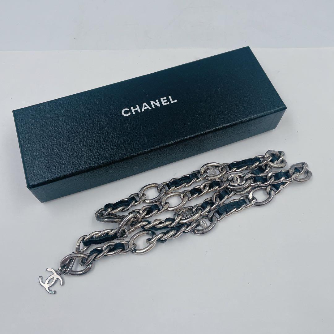 9EM106 CHANEL シャネル レザー チェーンベルト ヴィンテージ