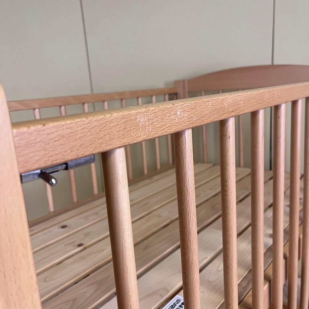 ☆除菌清掃済☆　美品　日本製　サワベビー　ハイタイプ　すのこ床板　3面スライド