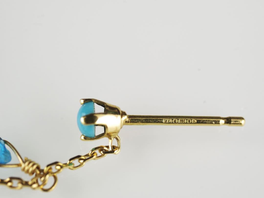 Sweet Pea K18 ピアス (片耳) ターコイズ ブルー スイートピー