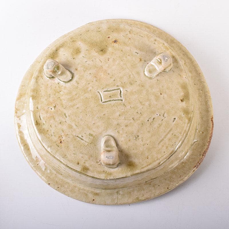 北大路魯山人作　瀬戸焼　黄瀬戸　かぶら絵　鉢　共箱　M　R8015C