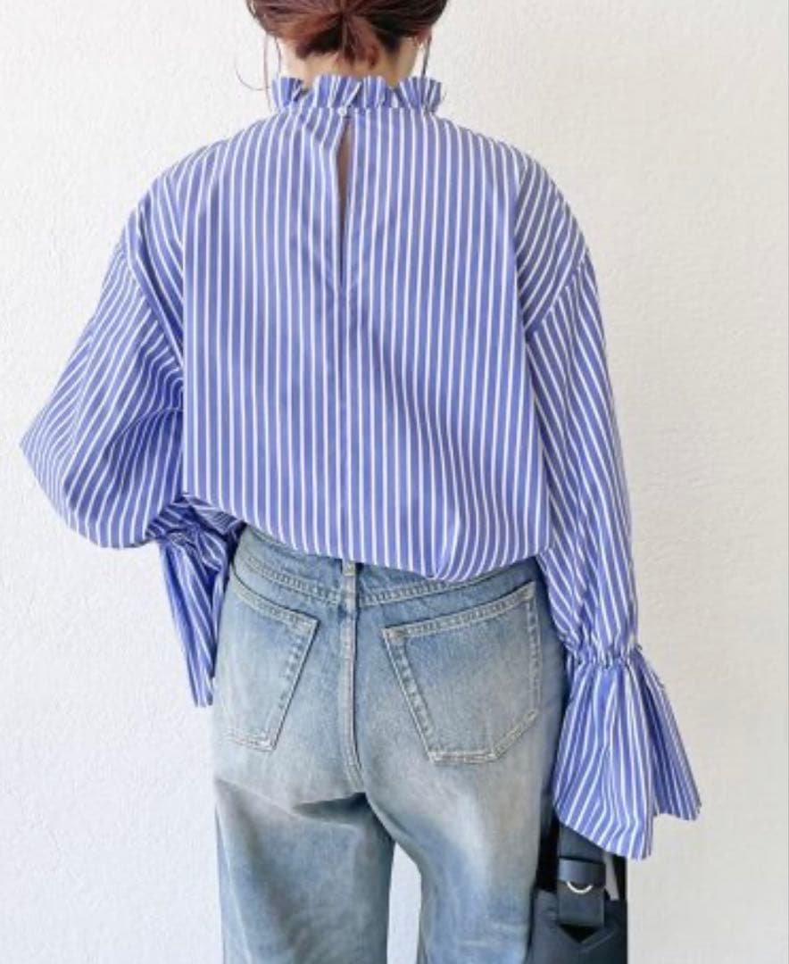 【新品】Spick & Span コットンブロードタックフリルブラウス　ホワイト