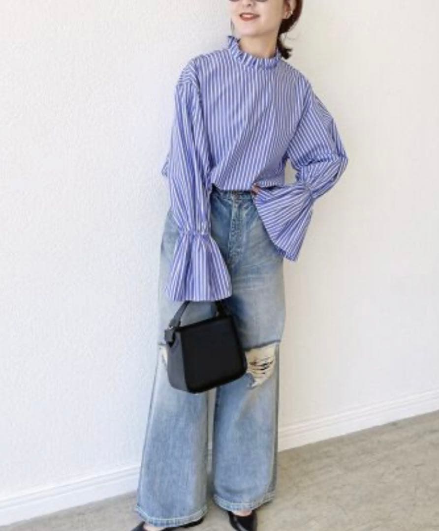 【新品】Spick & Span コットンブロードタックフリルブラウス　ホワイト