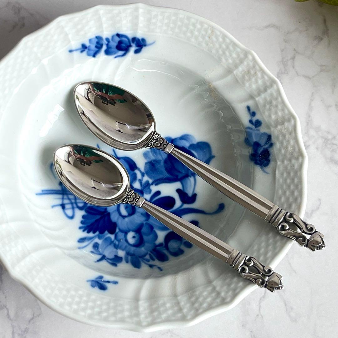 【未使用】ジョージジェンセン エコーン コーヒー&ティースプーン2本組 925S