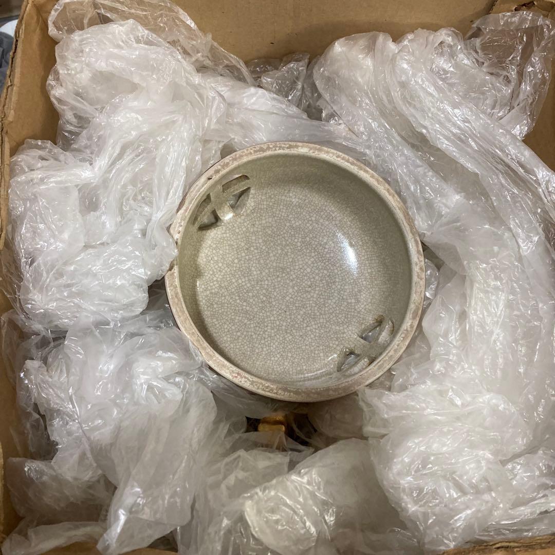 薩摩焼 香炉　薩摩十字　薩摩錦風造　三足　獅子　香炉 香道具　茶道具　古美術