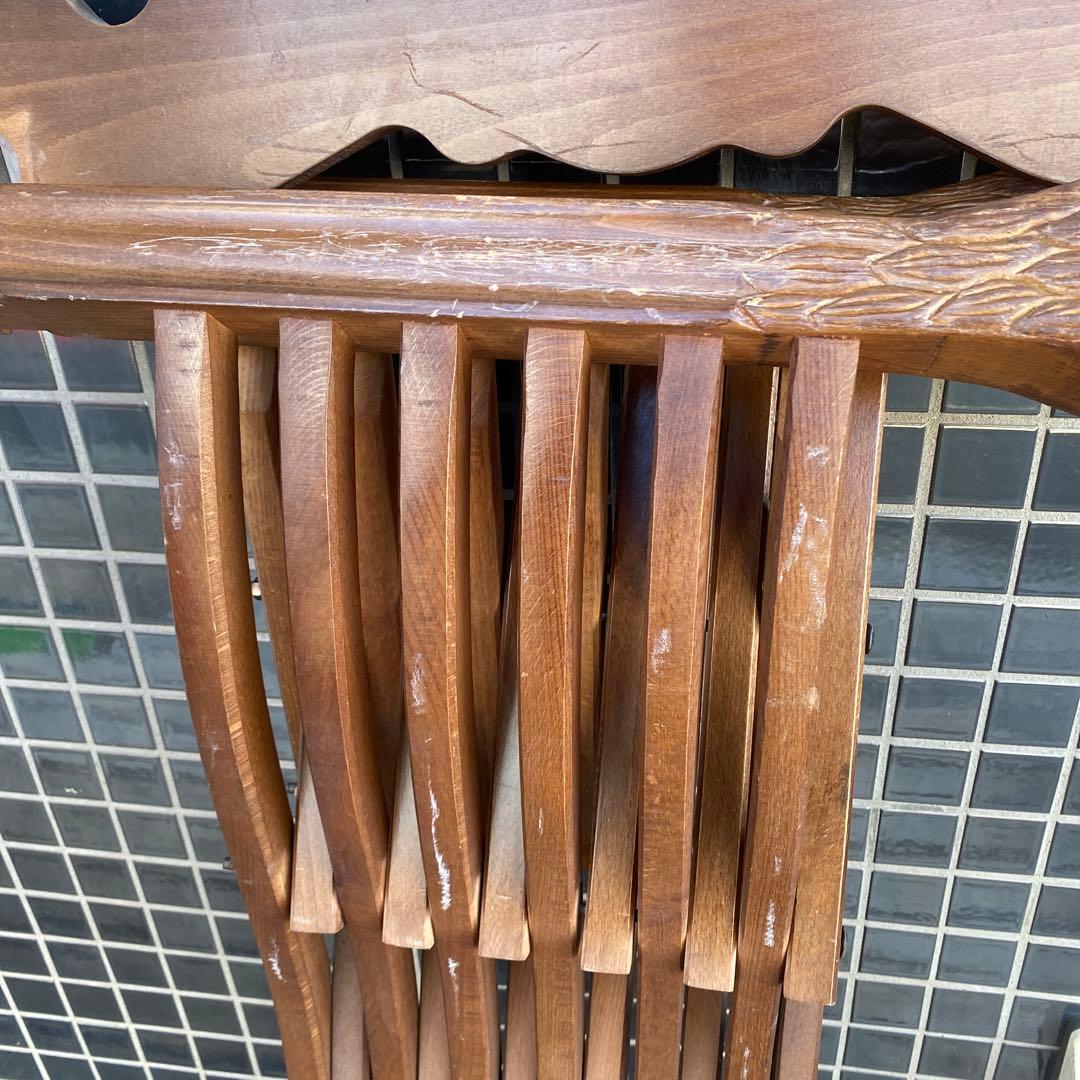 B.イタリア サボナローラチェア ヴィンテージ 折りたたみ 木彫り 家具