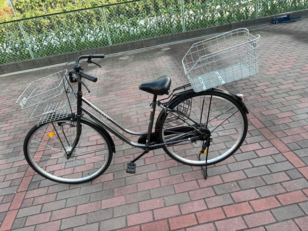 前後大型バスケット　お買い物仕様オートライトママチャリ(27㌅)お引取/配達可能