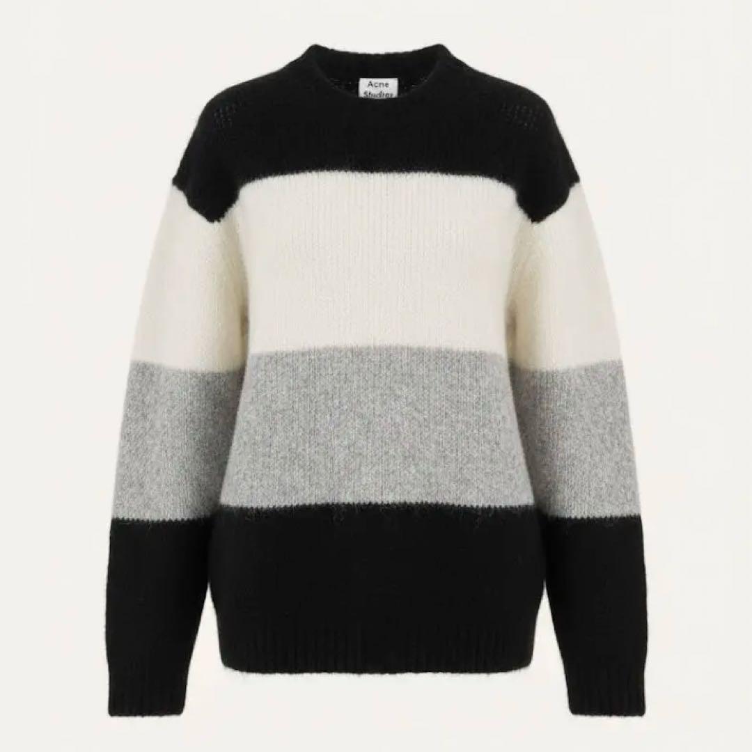 アクネストゥディオズ　モヘア　ウール　ボーダー　ニット　セーター　クルーネック