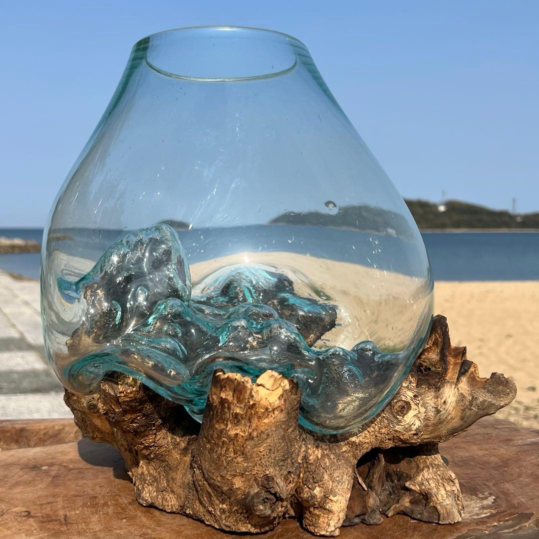 流木ガラス オブジェ超特大I 花瓶 金魚鉢 水槽 テラリウム 観賞魚 メダカ容器