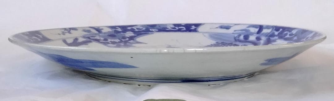 陶器 大皿 染付 柄三面 Aa-337