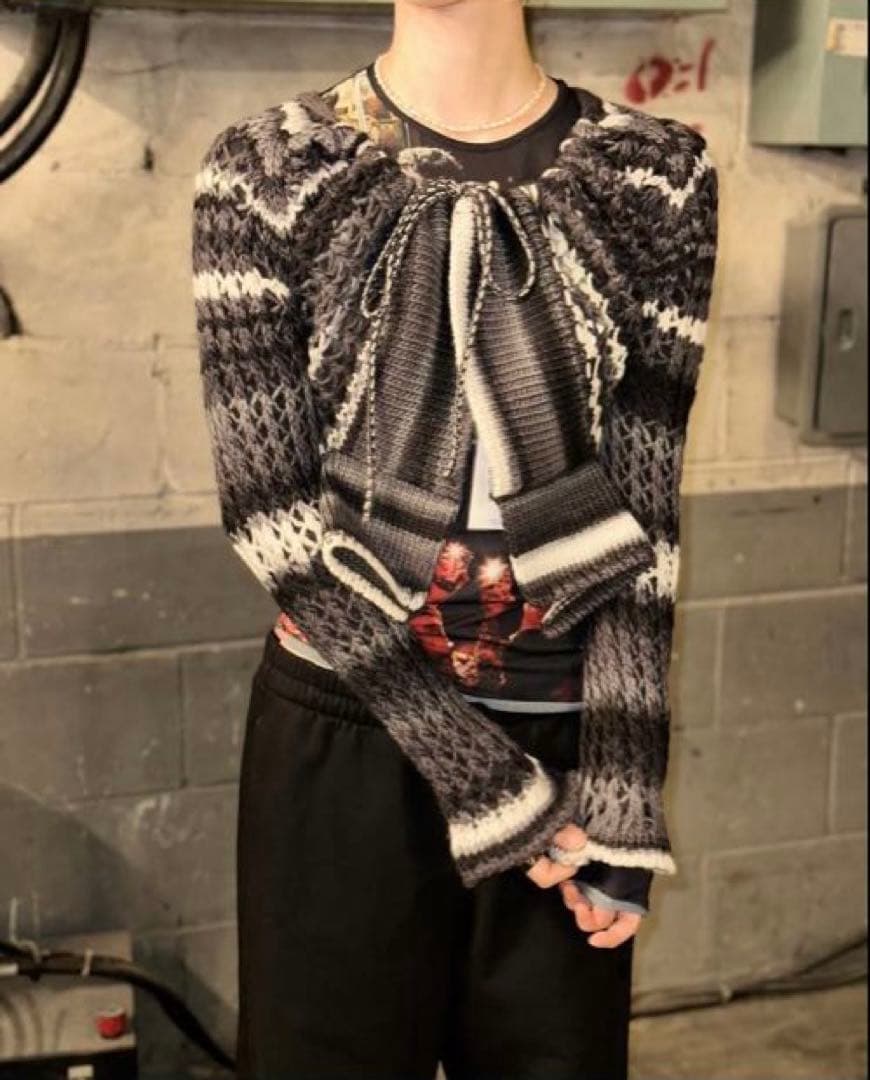 【めぐ】PERVERZE Face Hand Knit Cardigan