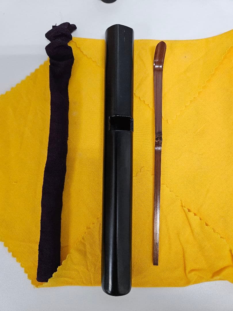 吉田高仙 作 茶杓「泪」利休写 共箱 共筒 略歴付 完品 茶道具