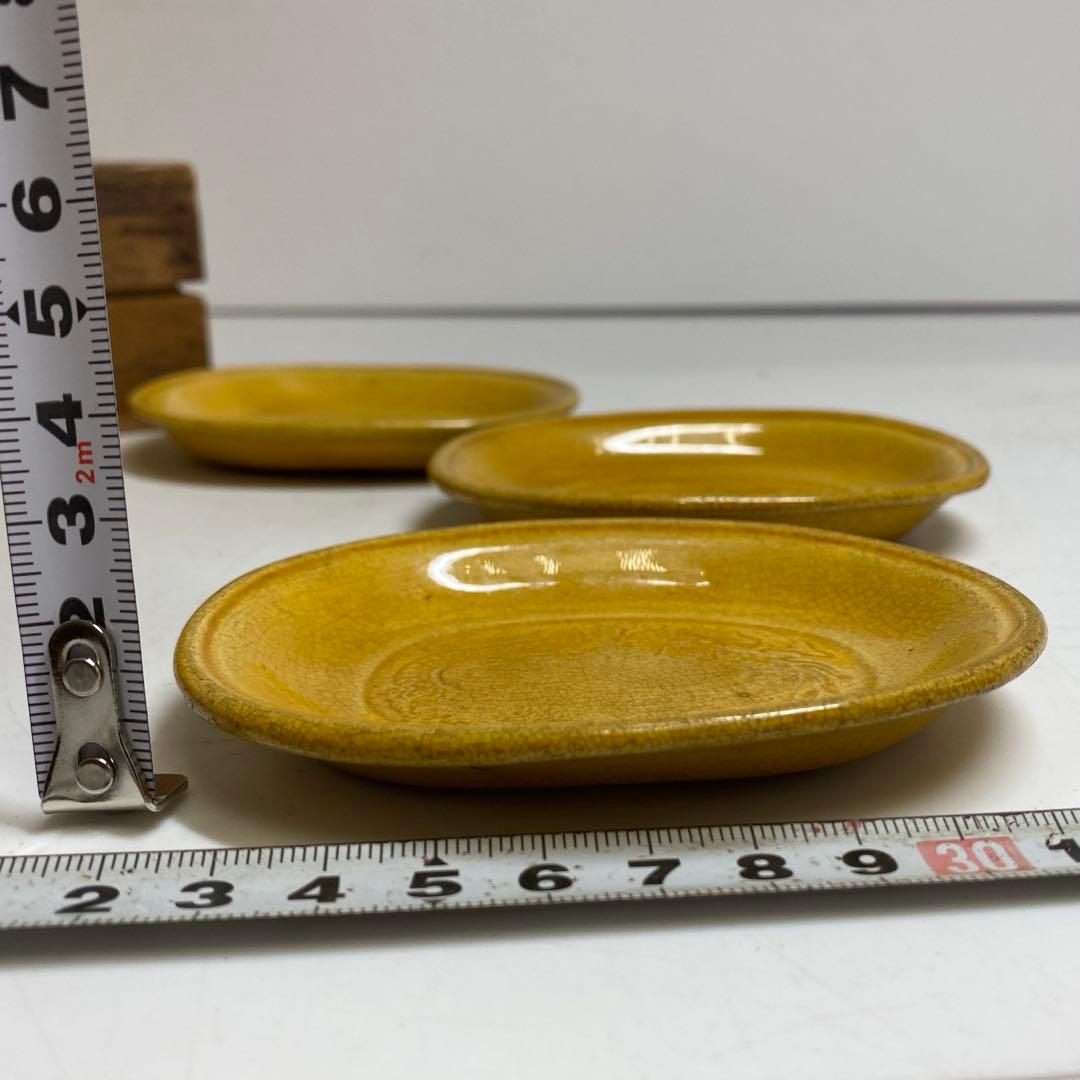 江戸後期 淡路民平焼 龍図小皿タサコサ5客共箱 幅約12cm 東R8-0213②