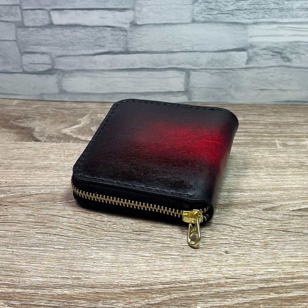 ミドルルアーワレット　本革レザー　手染めアンティークレッド　ハンドメイド　渓流