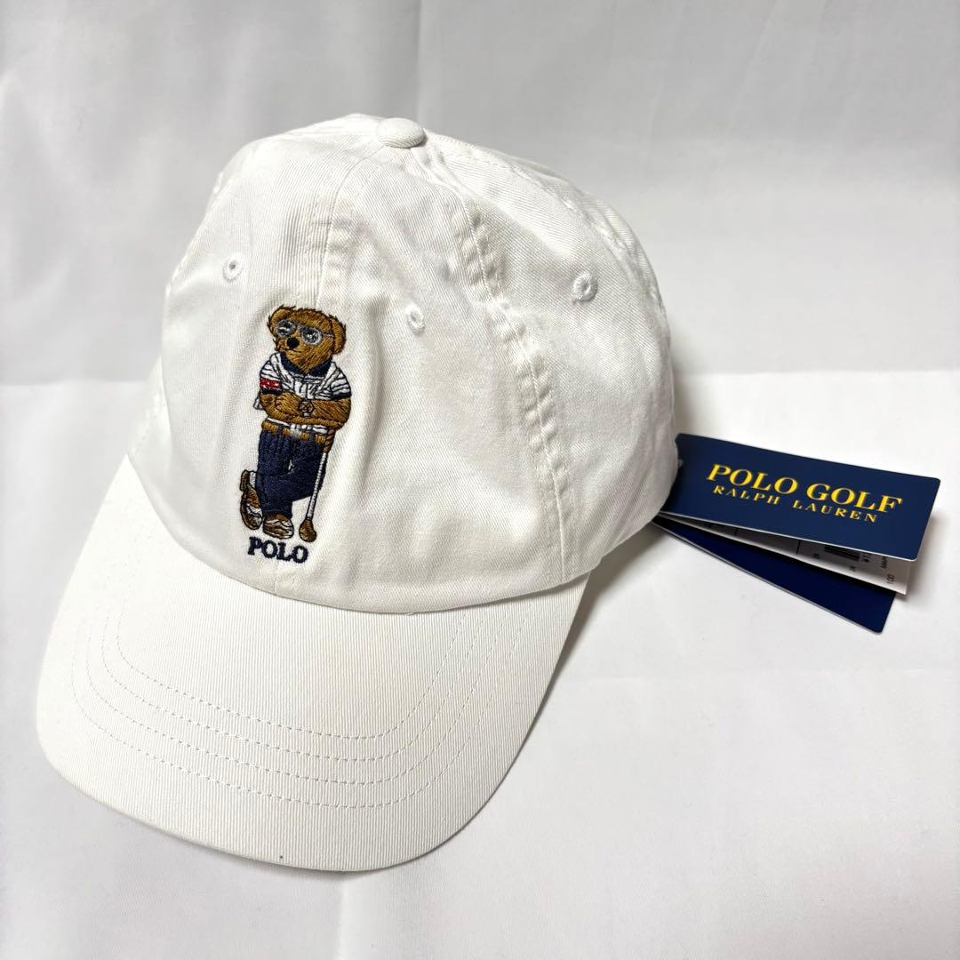 新品 Polo Ralph Lauren ポロベア ゴルフ 白 帽子 キャップ