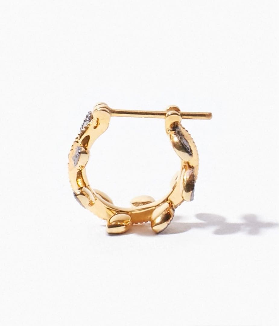 [citronnier] リーフ パヴェダイヤモンド ミニフープ シングルピアス