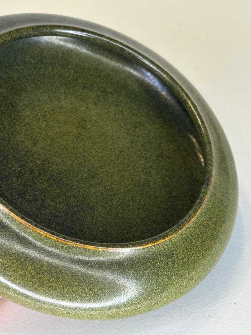 中国 清代光緒期 茶葉末釉 筆洗 オリーブ釉 文房 古美術 骨董品
