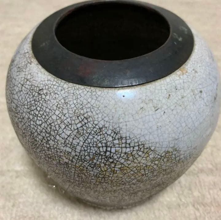 古美術 中国清時代 口の象眼細工の銅