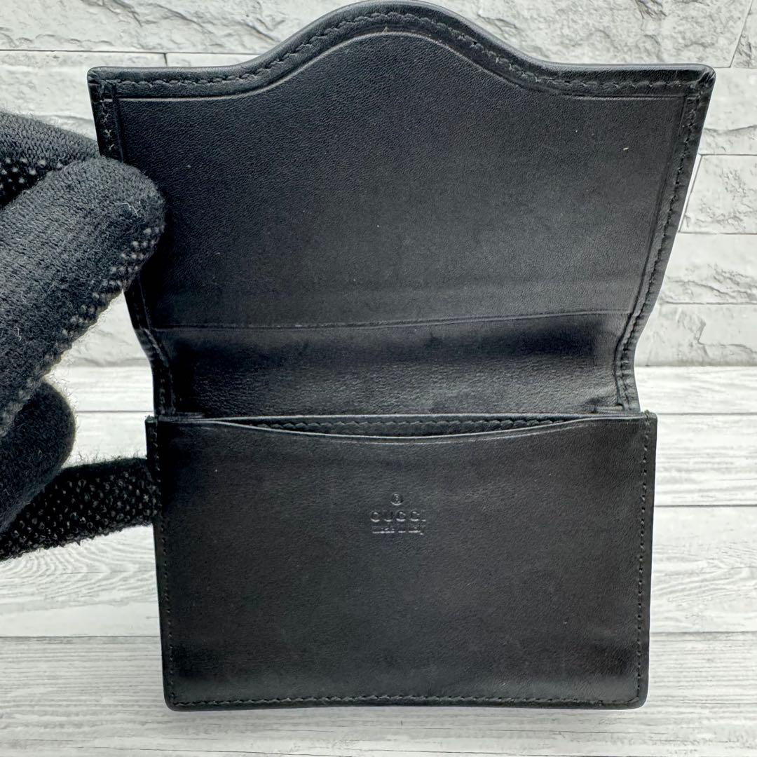 【極美品】GUCCI　名刺入れ　インターロッキング　GG柄　レザー　ブラック