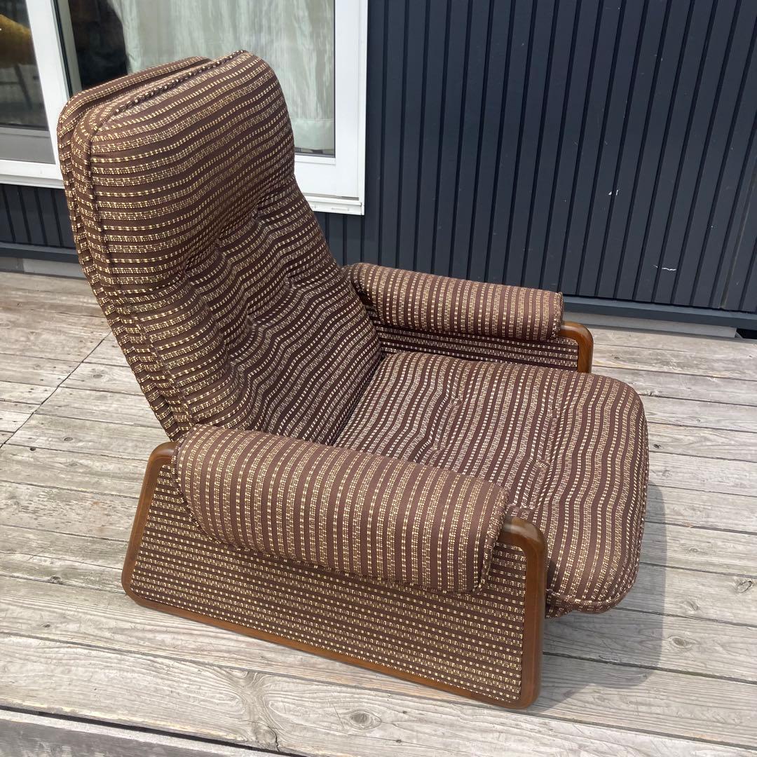 昭和レトロ カリモク リクライニングチェア 一人掛けソファー ロビーチェア 茶色