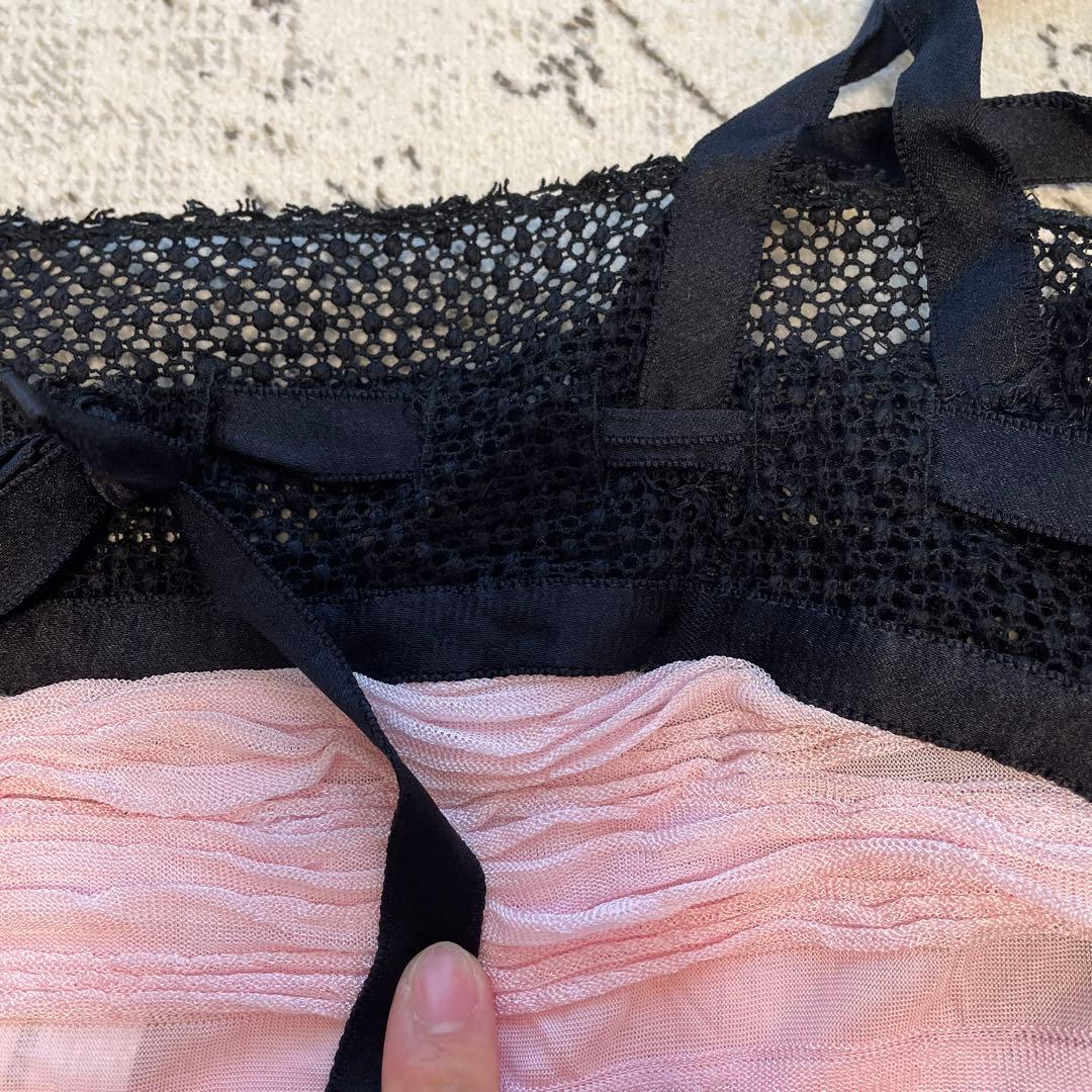 CHANEL ピンク黒 キャミソール 36