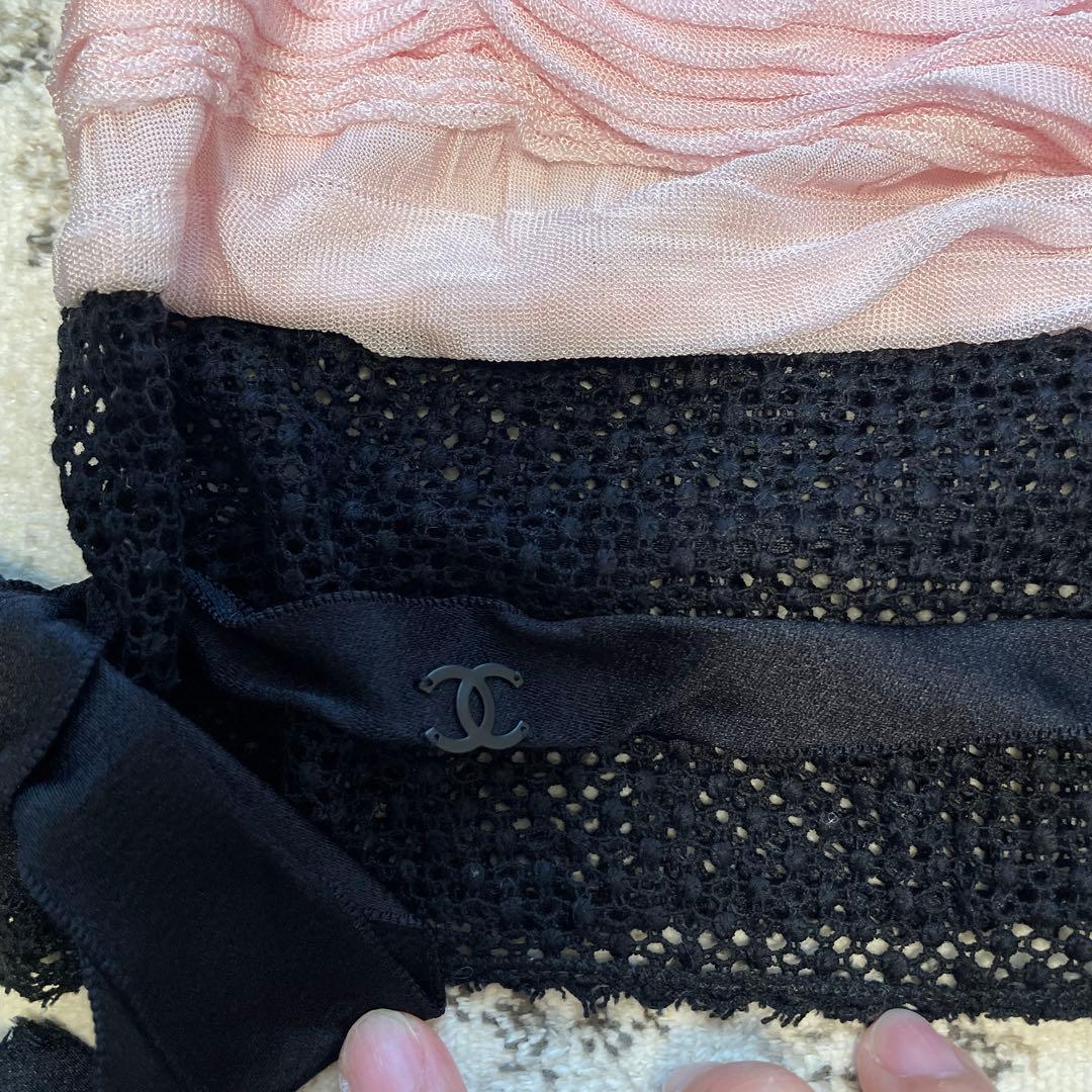 CHANEL ピンク黒 キャミソール 36