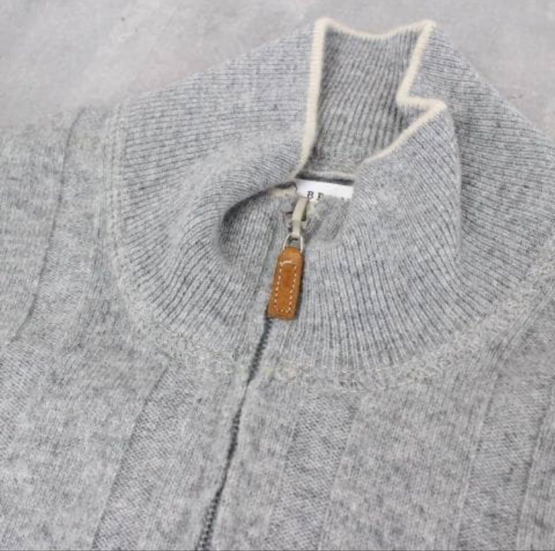 ◇BRUNELLO CUCINELLI グレー 薄手ハーフジップニット カシミヤ