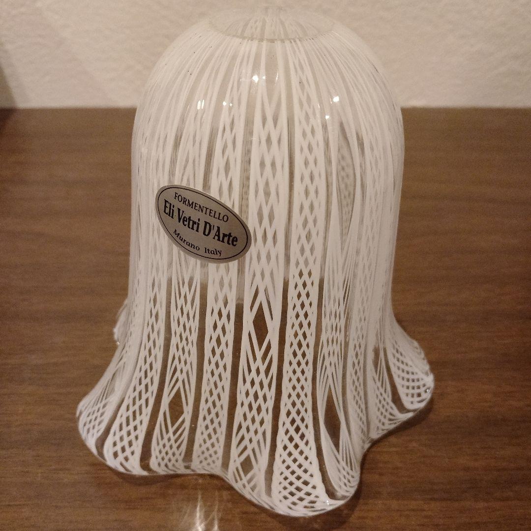 ベネチアンガラス　ムラノ　MURANO　ランプシェード　白　レース　インテリア