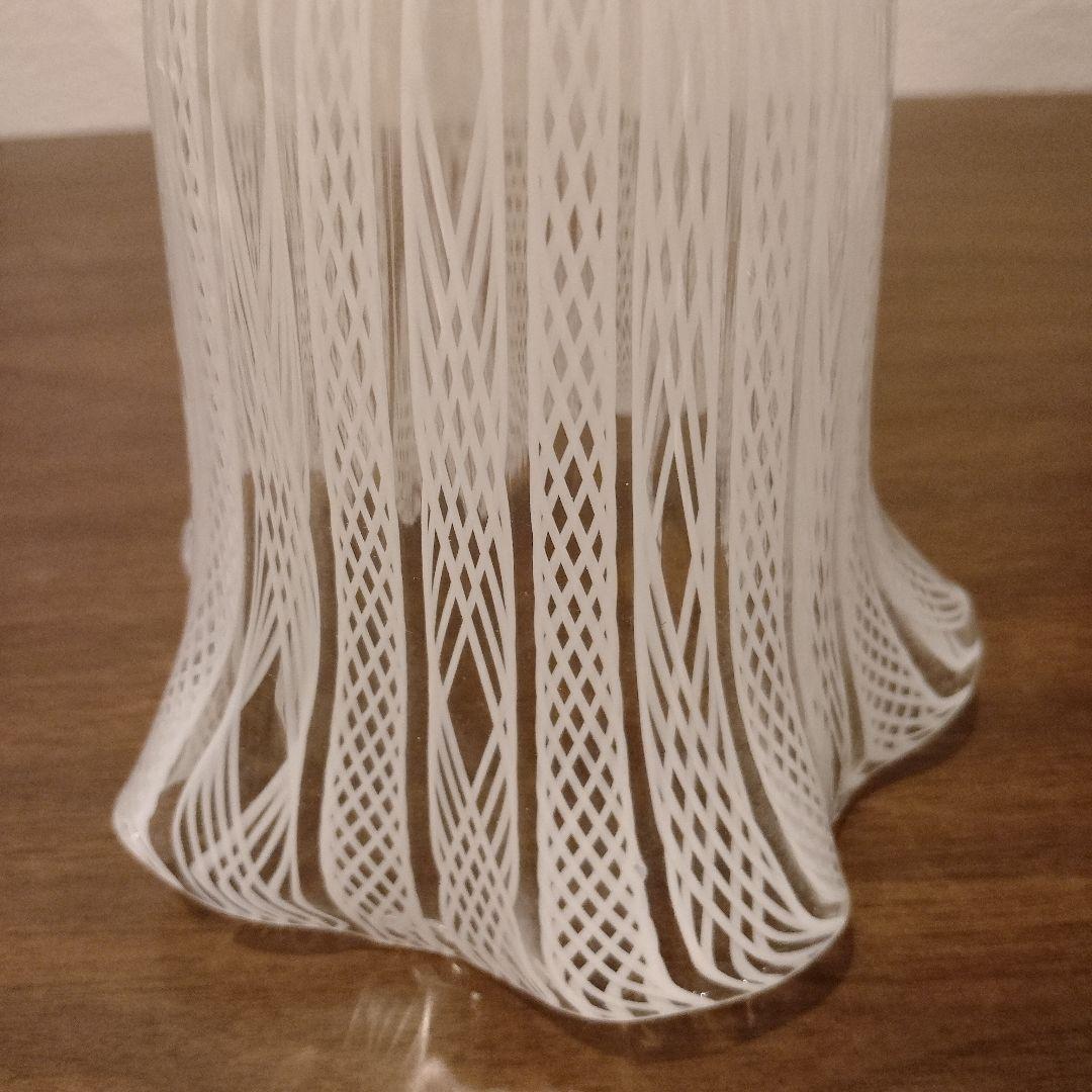 ベネチアンガラス　ムラノ　MURANO　ランプシェード　白　レース　インテリア