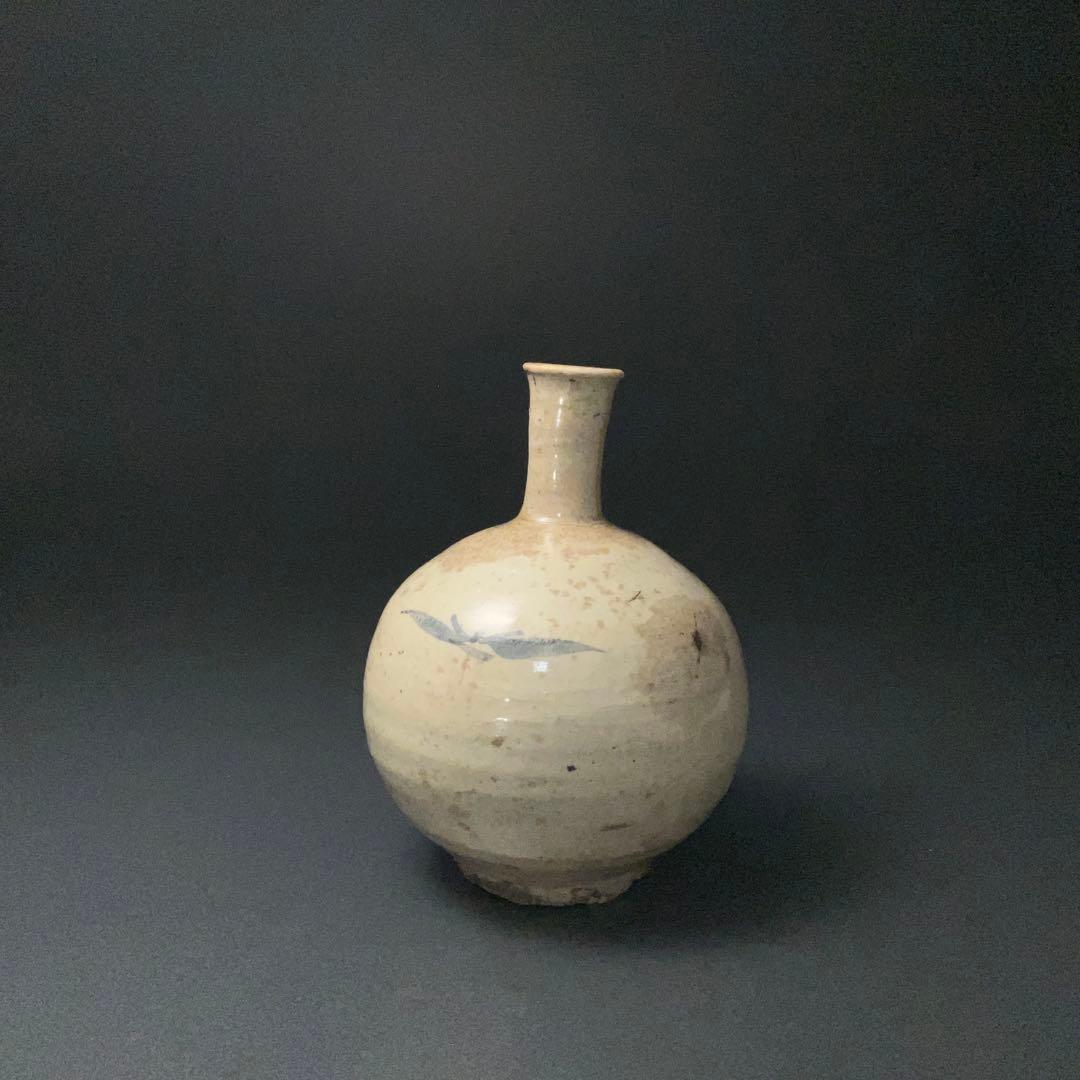 朝鮮美術　李朝　徳利　草花文　丸瓶　骨董　R1407K3