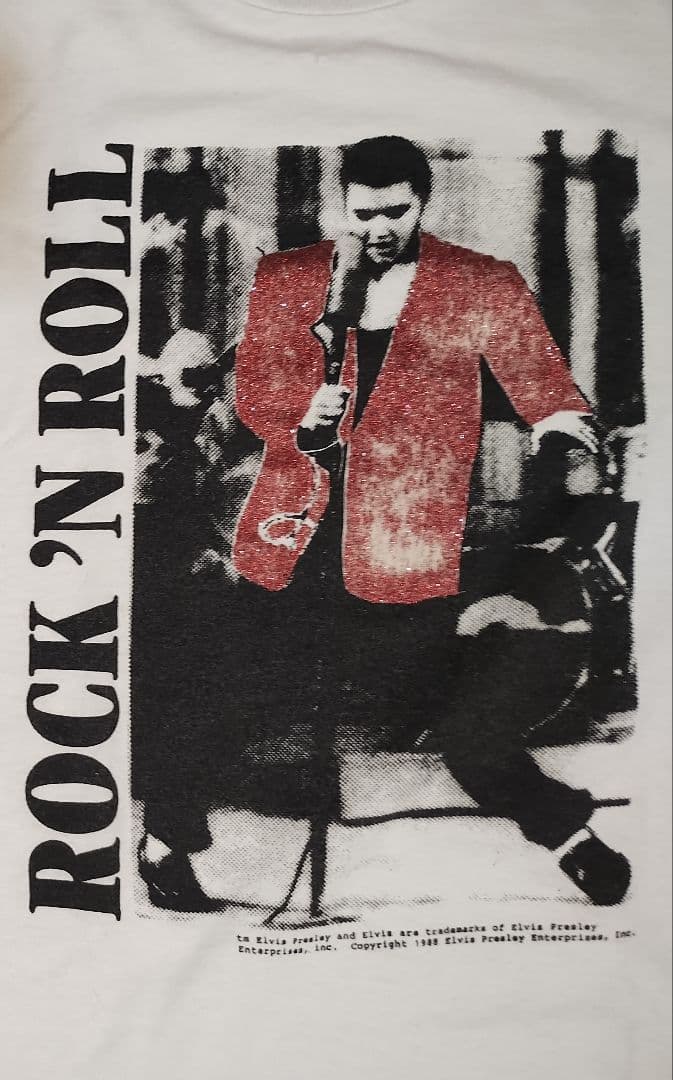 エルビス・プレスリー 1988 R&R ビンテージ モノクロラメ Tシャツ XL