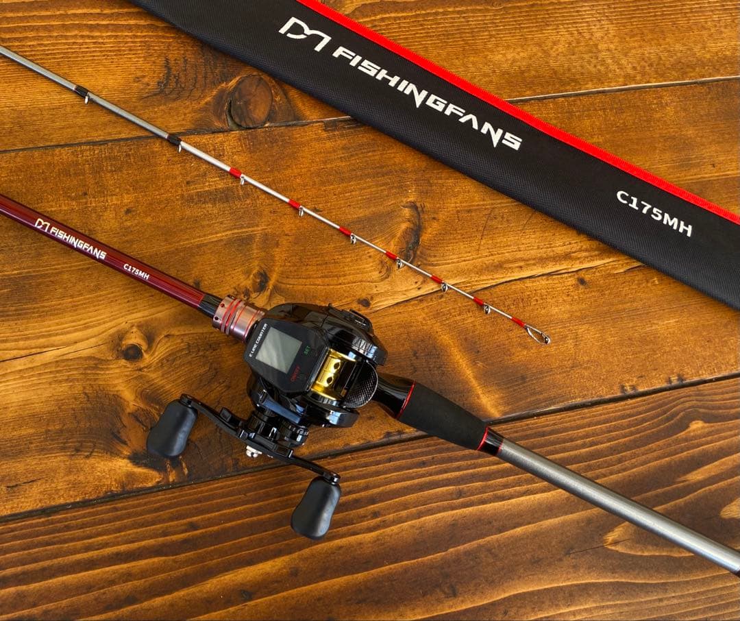 ジギングロッド　デジタルカウンター付きリール　イカメタル　タイラバ　左ハンドル