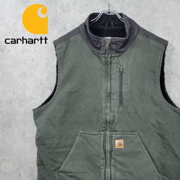 古着 90s メキシコ製 カーハート ダックジャケット ベスト カーキ XL