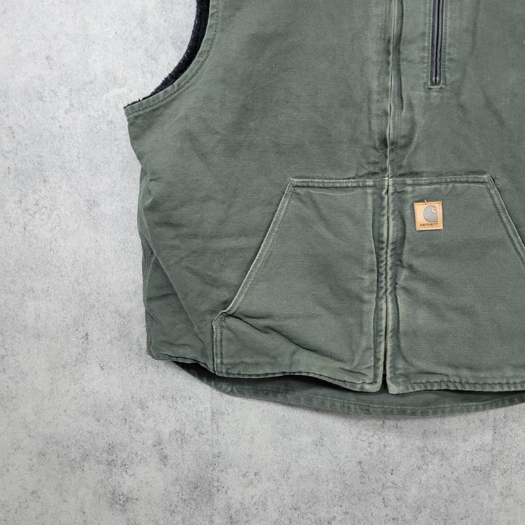 古着 90s メキシコ製 カーハート ダックジャケット ベスト カーキ XL