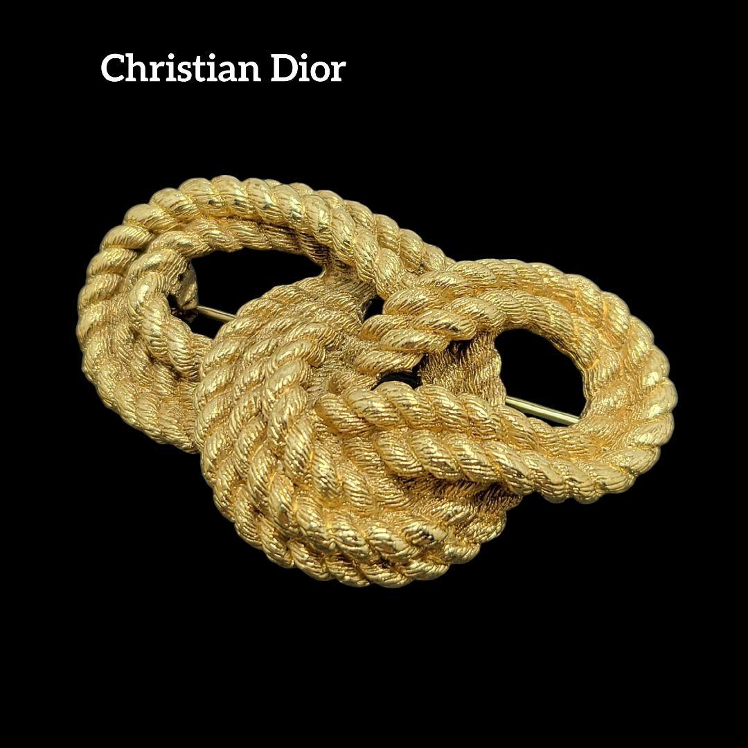 Christian Dior ブローチ ロープ ノット ゴールド