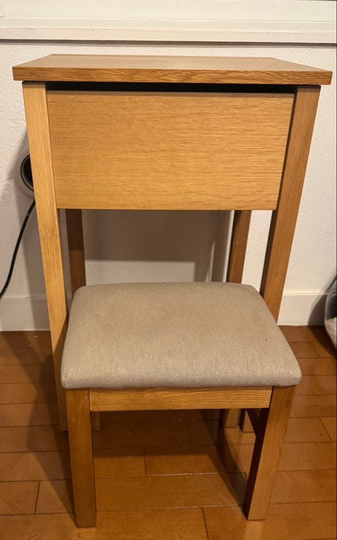 無印良品　ドレッサー　椅子付き　(オーク材)