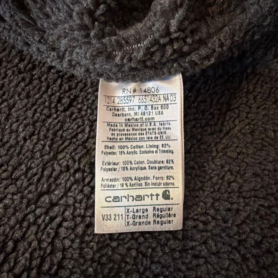 【カーハート】ダック地ベスト　XL 裏ボア　人気古着　f