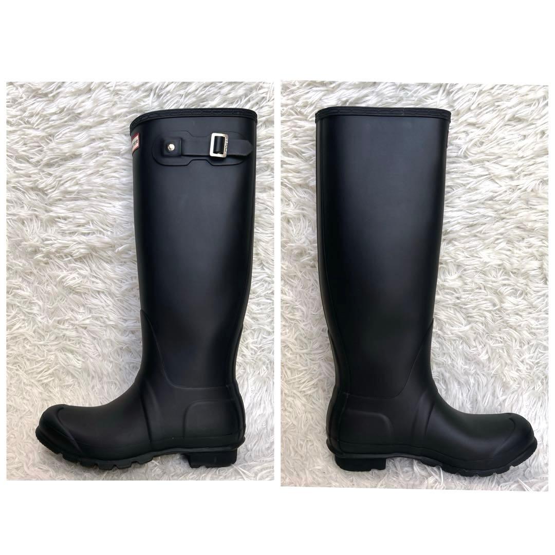 極美品✨HUNTER レインブーツ 黒 ロング ラバー レディース UK6