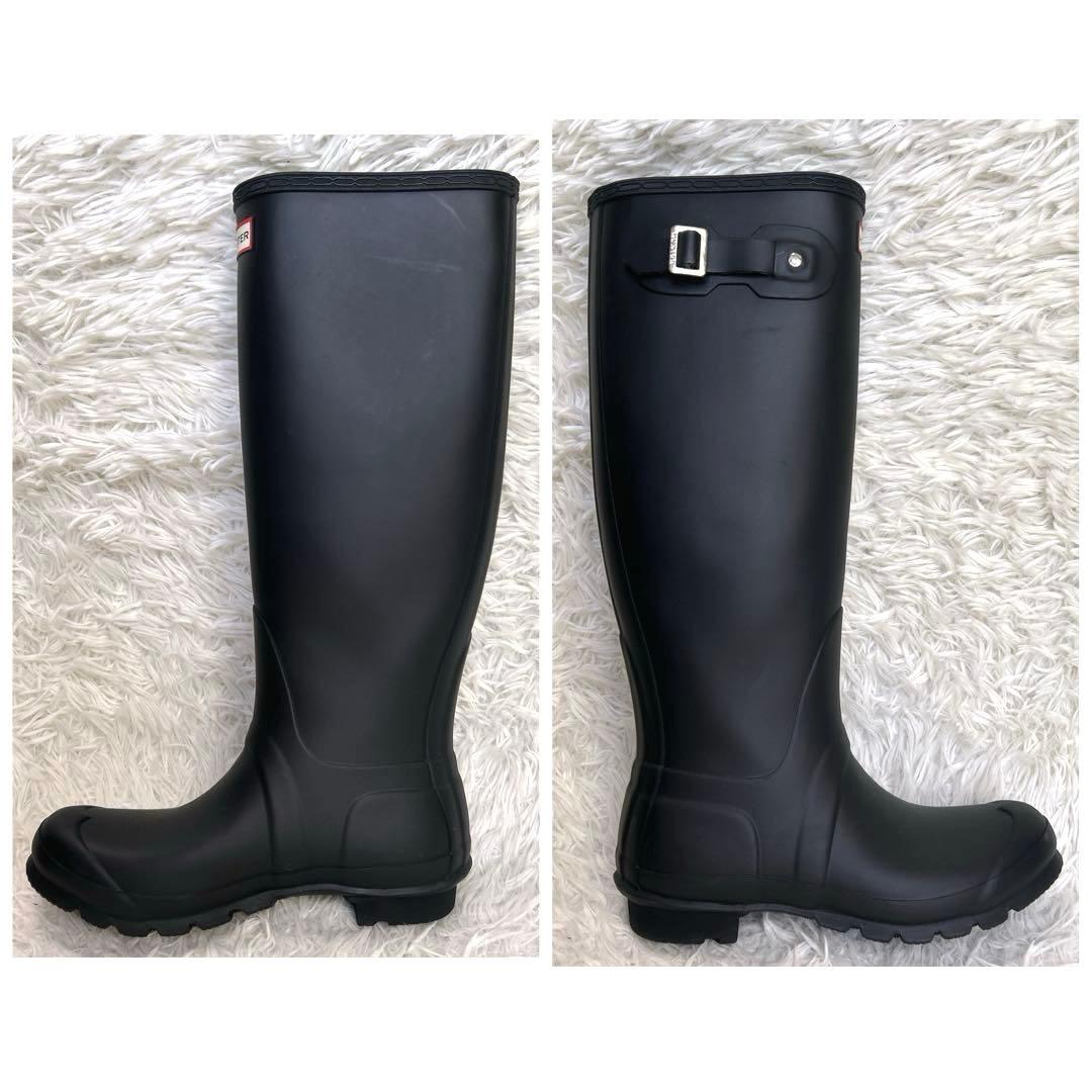 極美品✨HUNTER レインブーツ 黒 ロング ラバー レディース UK6