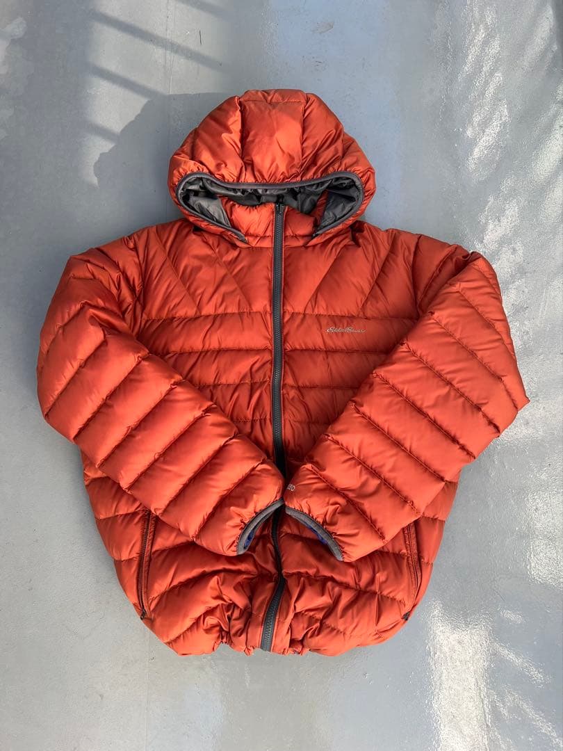 down puffer y2kオレンジ フード付き ダウンジャケット