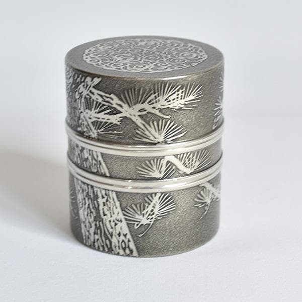 煎茶道 上錫大阪錫半 茶壷茶筒01