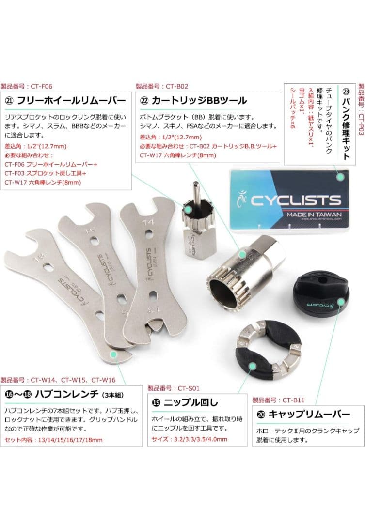 CYCLISTS 自転車専用ツール23点セット シマノ対応