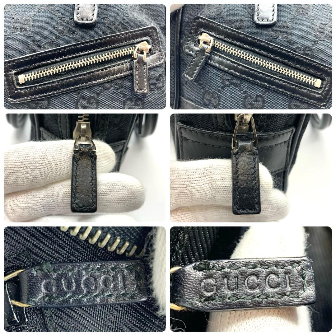 GUCCI グッチ GG柄 ミニボストン ハンドバッグ 黒 キャンバス 正規品