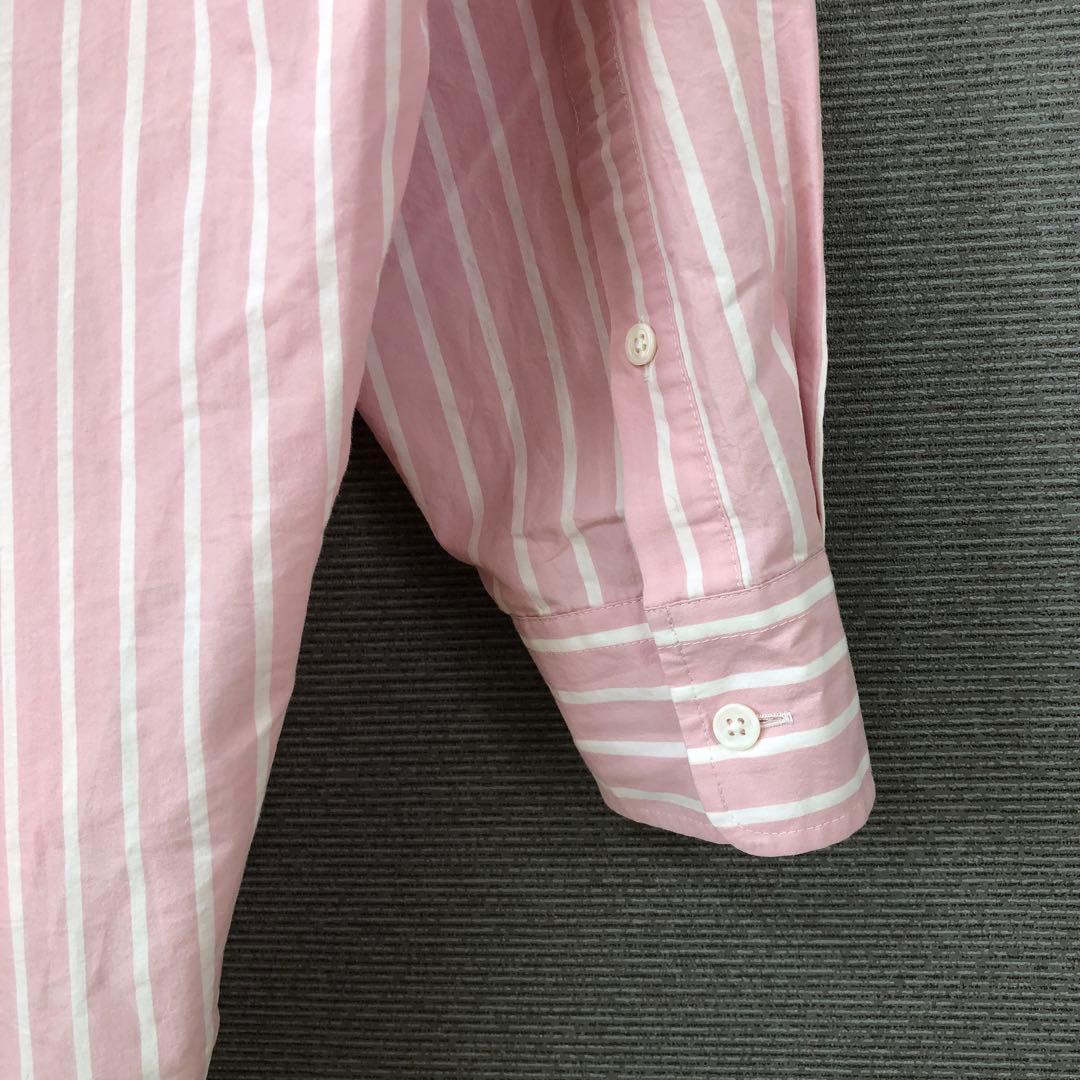 THE SHINZONE NOCOLLAR SHIRTS ピンク ストライプ