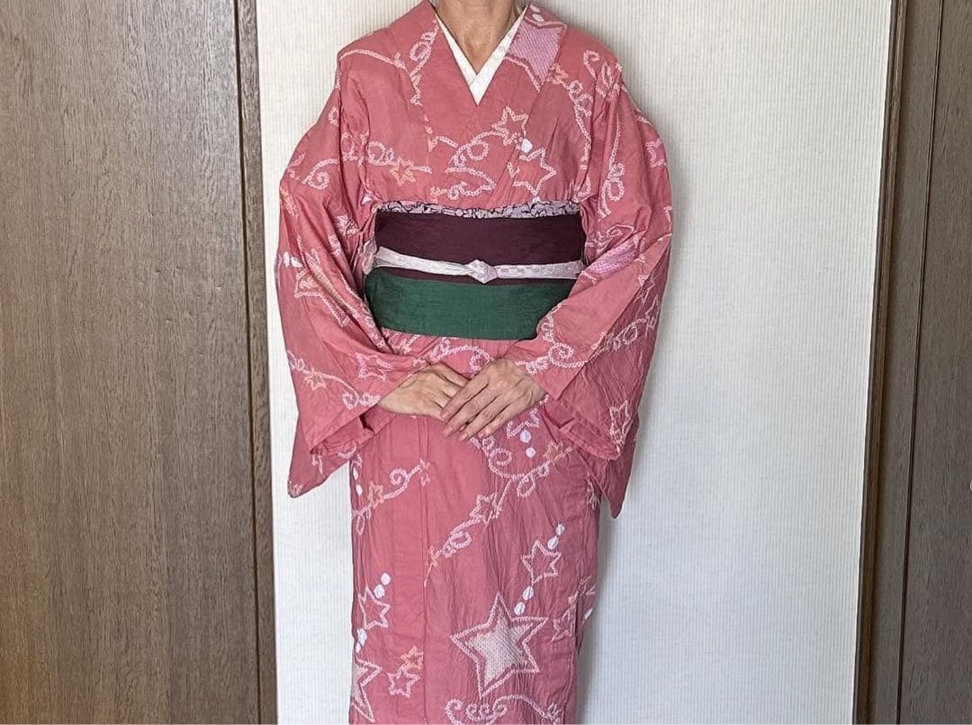 有松鳴海絞り浴衣　有松絞り浴衣　絞り　裄67