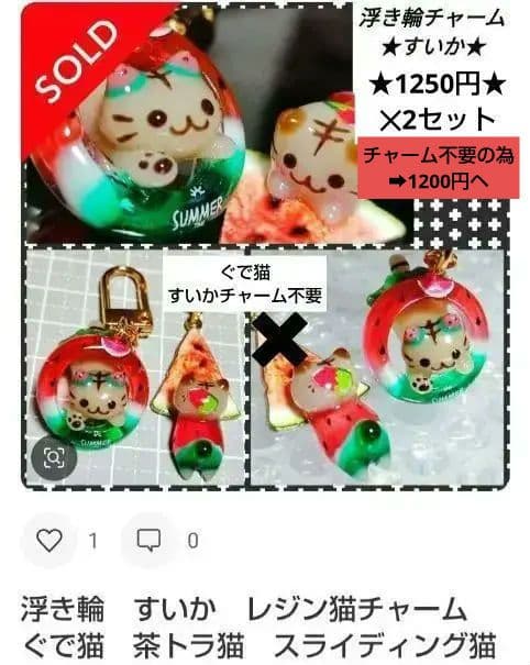 オーダー★　レジン猫チャーム　猫キーホルダー　まねき猫　ぐで猫　ミニチュアフード