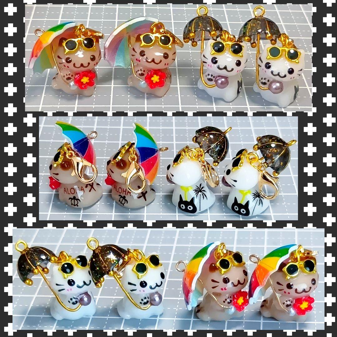 オーダー★　レジン猫チャーム　猫キーホルダー　まねき猫　ぐで猫　ミニチュアフード