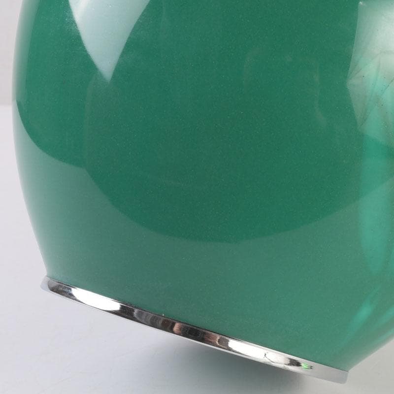 七宝焼　緑釉　花文　花瓶　唐木台付　共箱　V　9833A