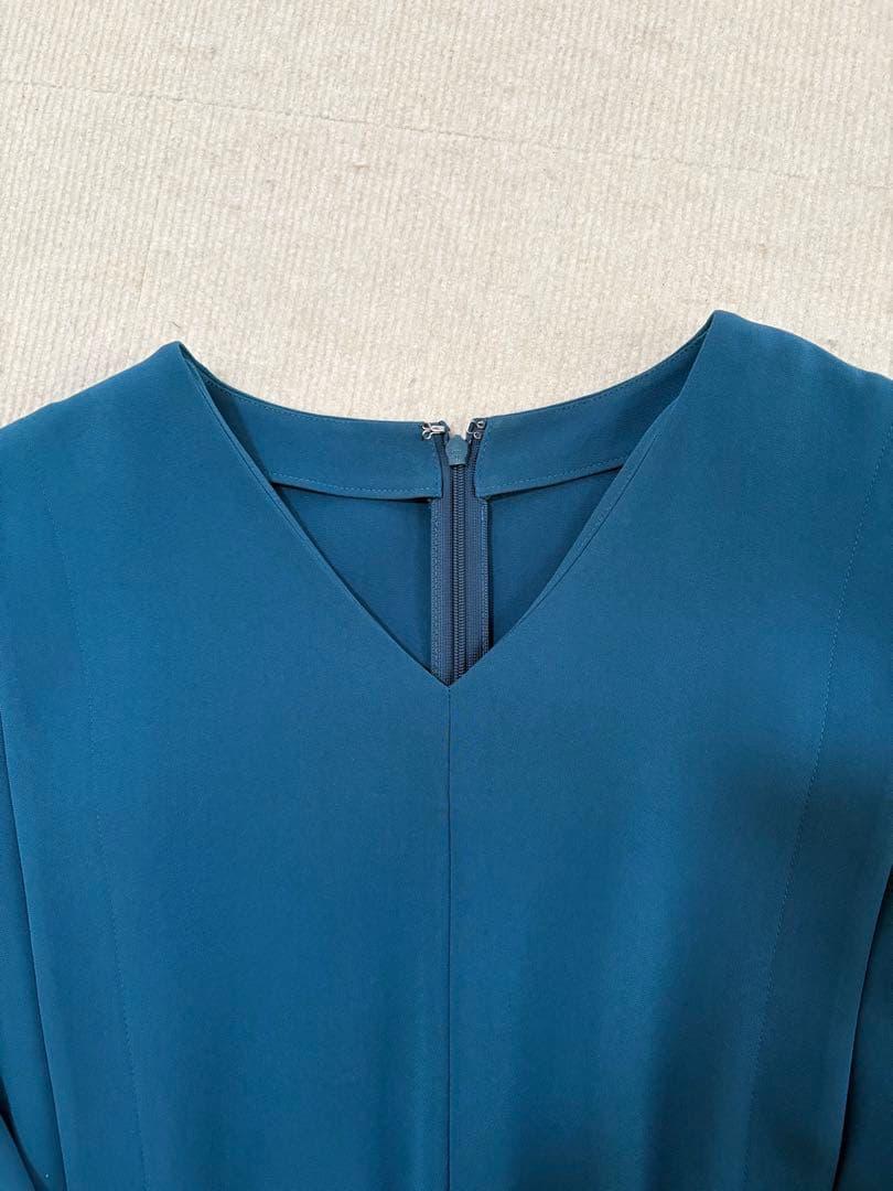 アナイ ANAYI ワンピース 緑　青　ブルーグリーン　Ｖネック